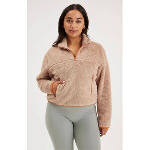 Girlfriend Collective Half-Zip Recycled Polyester Sherpa Jacket in sz XS oversiz